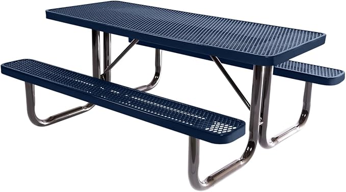 T6-TXTDBL Heavy Duty Rectangular Portable Picnic Table, 6 Ft, Textured Dark Blue, Made in America