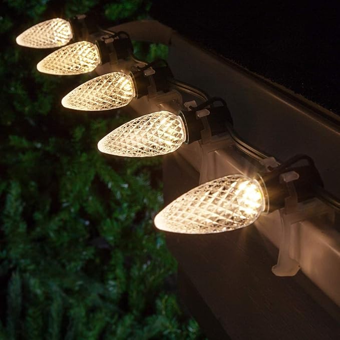 25Pack C9 Replacement LED Light Bulbs, Strawberry Christmas Bulb 2700K Soft White Shatterproof & Waterproof Outdoor String Light Bulbs, E17 Candelabra Base Edison Bulbs for Holiday Decoration