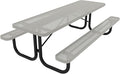 Coated Outdoor Furniture Heavy-Duty Portable Outdoor Picnic Table, Thermoplastic Coated Punched Steel Commercial-Grade Patio Dining Furniture Made in America (8ft Rectangular, Grey)