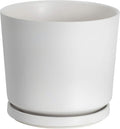 Ekirlin 9 inch Plant Pots,Ceramic Flower Planters Indoor,Modern Succulents Containers with Drain Hole Saucer,Decorate Home,Office & Outdoor (White)