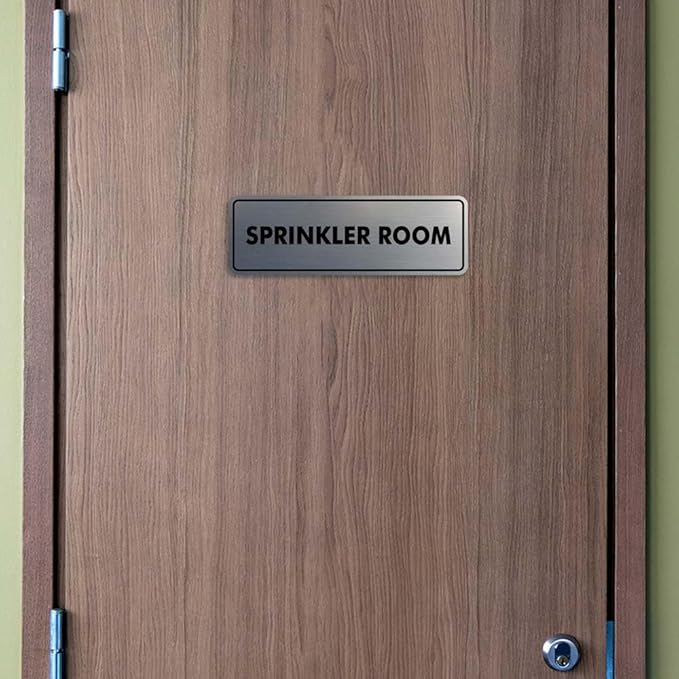 Signs ByLITA Standard Sprinkler Room Sign (Navy Blue/White) - Small 2 Pack