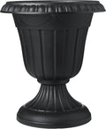 PL10BK Classic Traditional Plastic Urn Planter Indoor/Outdoor, 15" x 13", Black