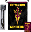 College Flags & Banners Co. Arizona State Sun Devils Black Garden Flag with Pole Stand Holder