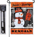 Cincinnati Bengals Holiday Snowman Garden Flag and Flagpole Mount