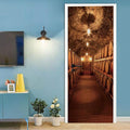 3D Door Stickers Murals - Peel & Stick Wine Cellar Theme - Removable PVC Waterproof Door Poster, 31.5" x 78.7" for Bedroom & Living Room
