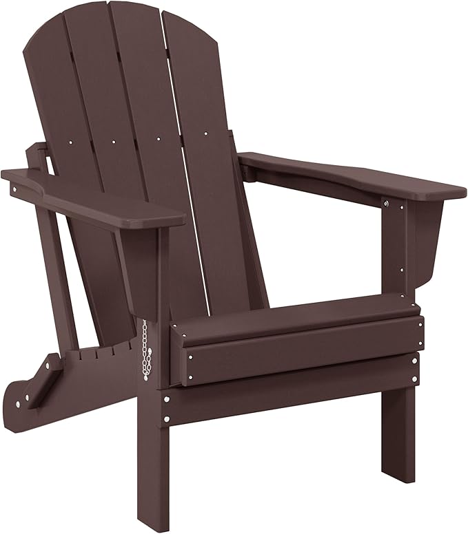 Westin Outdoors Laguna WO Home Outdoor Adirondack Folding Chair Lounger Seat Traditional Retro Home Furniture for Beach, Balcony, Backyard, Lawn, Patio, Pool, Deck, Garden (Dark Brown)