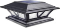 SIEDiNLAR Solar Post Lights Outdoor 2 Modes LED Deck Fence Cap Light for 4x4 5x5 6x6 Posts Patio Garden Decoration Warm White/Cool White Lighting Black (1 Pack)