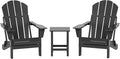 WO Home Furniture Adirondack Chairs Table Set of 3 PCS Outdoor Folding Chairs Side End Table Weather/UV Resistant for Lawn, Garden, Bon Fire, Balcony (Grey)