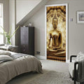 3D Buddha Statue Door Stickers Murals - Peel and Stick Wallpaper Self-Adhesive Decals - Removable PVC Waterproof Poster for Bedroom Living Room 31.5" x 78.7"