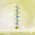 FONMY Gazing Ball Spiral Tail -Decorative Wind Spinner Sun Catcher Rainbow Maker Double-Spiral W/Golden Crystal Ball and Chain Crystals for Indoor Outdoor Garden Decoration -14 inch Height