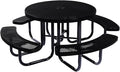 Heavy-Duty Portable Outdoor Picnic Table with Umbrella Hole, Punched Steel Commercial-Grade Patio Dining Furniture Made in America (46" Round Top, Black)