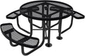 Heavy-Duty Portable Outdoor Picnic Table with Umbrella Hole, Expanded Metal Patio Dining Furniture Made in America (46" Round Top, Black)