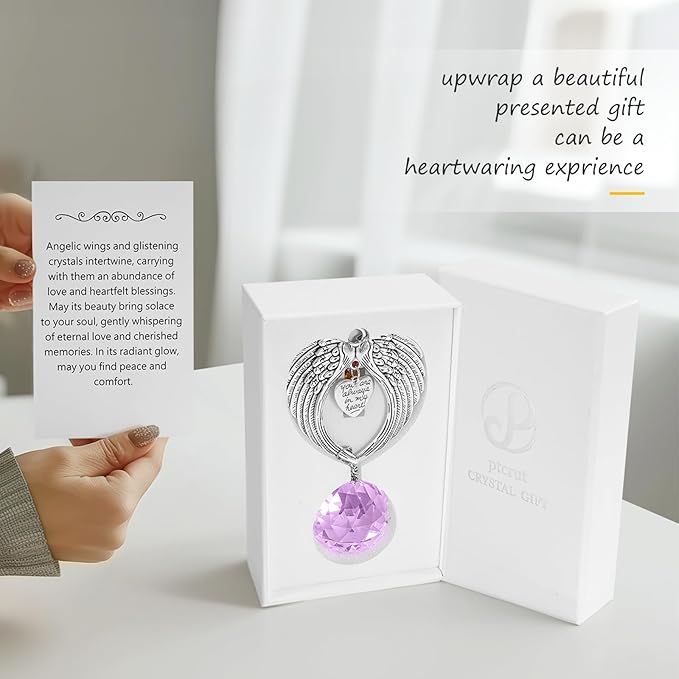 Memorial Gifts for Loss of Loved One Unique Sympathy Gifts Rainbow Sun Catcher Indoor Window Hanging Crystal Prism Grief Bereavement Gifts Ideas for Who Loss of Mom Dad (Violet)