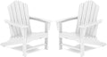 KINGYES HDPE Adirondack Chair Set of 2, Classic All-Weather Outdoor Patio Adirondack Chair, White
