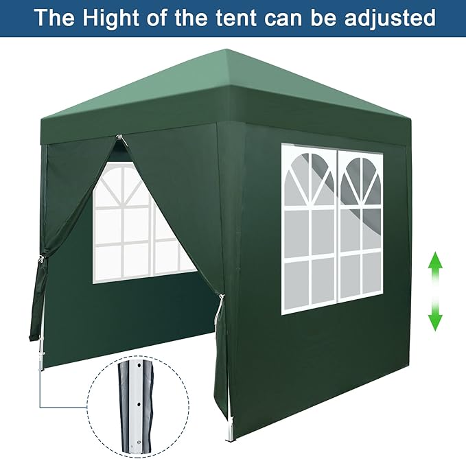 Outvita 6.5x6.5ft Pop Up Canopy Tent, Outdoor Instant Shelter Folding Canopy with 4 Side Walls and Carry Bag for Commercial Events, Party, Backyard BBQ, Camping Green