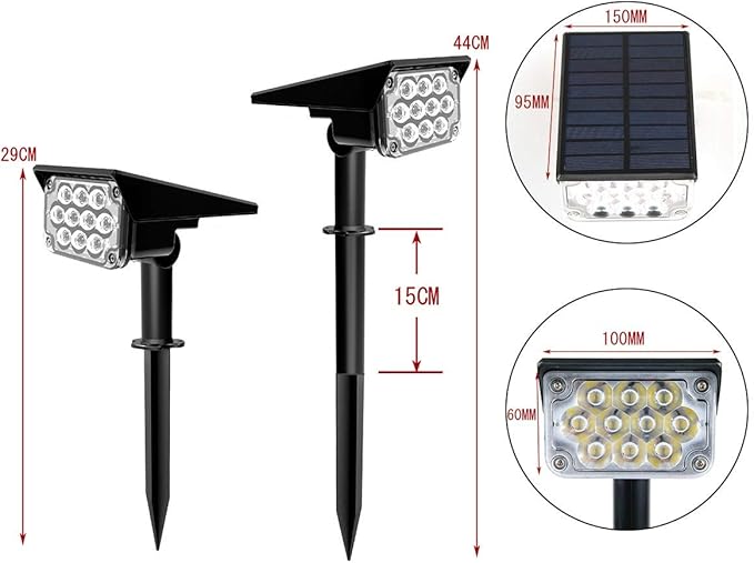 T-SUNUS Green Solar Lights Outdoor Waterproof IP65 Landscape Spotlights 2 Modes Dusk to Dawn for Christmas Halloween Tree Statue Graveyard Garden Flag 4 Pack