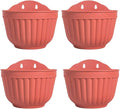 4 Pack Brick Red Wall Hanging Planter Pot Vertical Garden Living Wall Mount Window Hang Indoor Outdoor Plant Flower Basket for Kitchen Herbs Balcony Railing Shelf Fence Bedroom Trellis Decor Modern