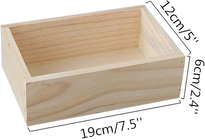 7.5" × 5" × 2.4" Wood Succulent Planter Plant Container Box Window Boxes Rectangular Flower Bed Pot Storage Box for Indoor Outdoor Home Venue Decor