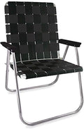 Lawn Chair USA Folding Aluminum Outdoor Patio Lawn Chair | Heavy-Duty Webbed Chairs for Camping, Sports, Beach, Yard & Tailgating | Lightweight Portable | Magnum - Black with Black Arms