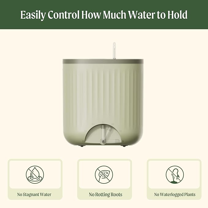 Vego garden Self Watering Pots Home Planters with Water Gauge for Effortless Indoor Plants Fog Gray