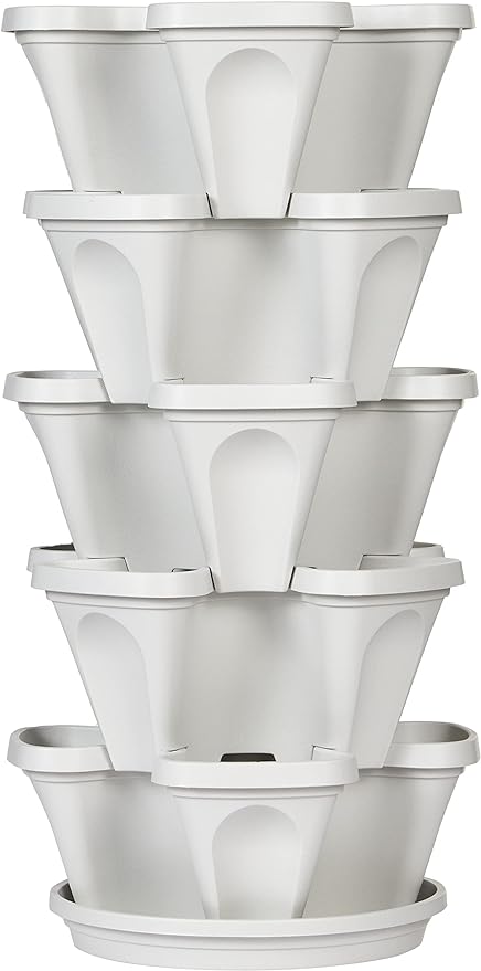 Mr. Stacky 5 Tier Stackable Strawberry, Herb, Flower, and Vegetable Planter - Vertical Garden Indoor/Outdoor