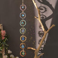Crystal Sun Catcher Window Hanging 7 Chakra Spheres Gemstone Decor Hanging Ornament Natural Gem Wall Hangings Healing Crystal Decor Handmade Home Window Car Decoration Gift for Mom