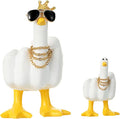 Accddio Middle Finger Duck Decor, Funny Middle Finger Resin Garden Statue, Duck You Cool Fun Gag Gift for Home Office Desk (White)