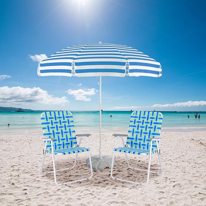 VINGLI Oversized Patio Lawn Chairs Folding 1 Piece, Webbed Folding Chair Outdoor Beach Chair Portable Camping Chair for Yard, Garden (Blue, Oversized)