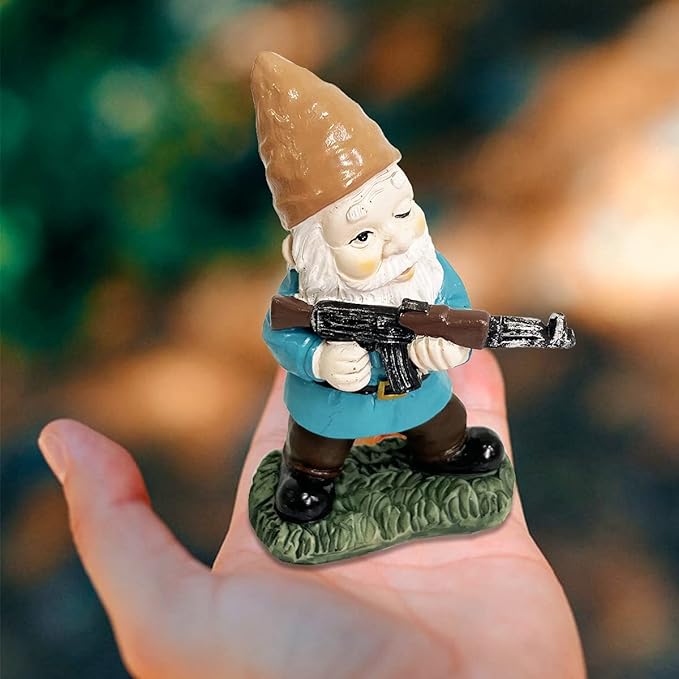 3Pcs Military Soldier Garden Gnomes with Guns AK47, Funny Army War Combat Defender Gnome Statue Figurines, Indoor Outdoor Patio Yard Lawn Desktop Ornament Decor,Valentine's Day Men Gift