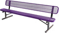 Heavy-Duty Portable Outdoor Bench Thermoplastic Coated, Expanded Metal, Commercial-Grade Seating, Made in America (Portable with Back, 8 Ft, Textured Purple)