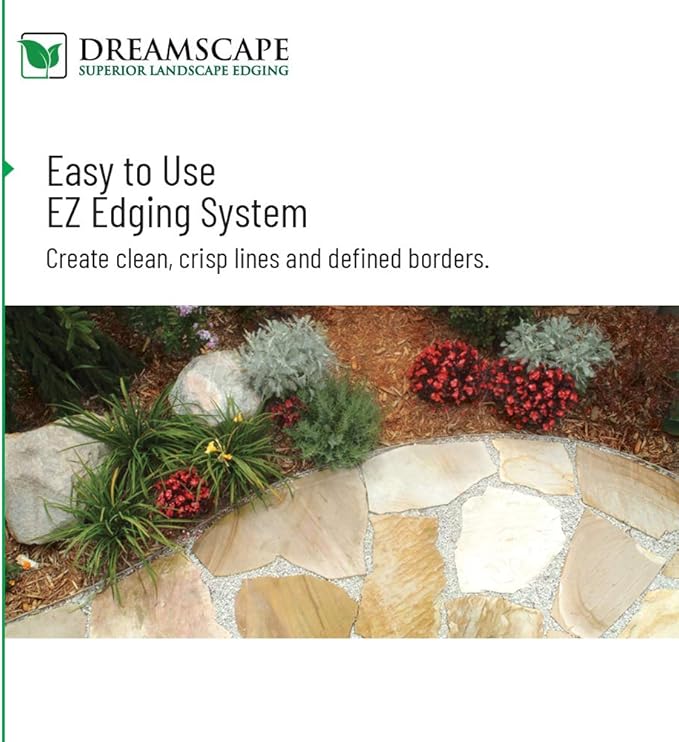 Dreamscape E-Z Edge Aluminum Landscape Edging - 4 Strips, 6ft Each (24ft Total), Mill Finish (Natural Aluminum) - Professional Quality Landscaping Border, Metal Divider for Lawn, Garden, Flowerbed