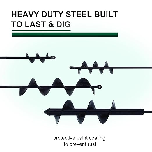 4 Pack Garden Ground Earth Spiral Drill Bit for 3/8" Hex Drive Drill, Auger Drill Bits for Bulbs Planting, Hole Digger Flowers,Bedding Digging Plant Rapid Planter Tool