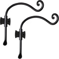 RTZEN Plant Hangers Outdoor or Indoor - Wrought Iron Metal Hanger Indoor Hook - Heavy Duty Wall Bracket Hooks for Hanging Plants Baskets Lanterns Wind Chimes - 2 Pack (Black Axe-Shape Hooks)