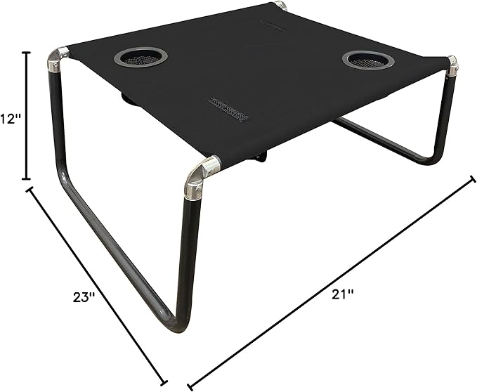 Neso Portable Beach Table with Cup Holders, Cell Phone Pockets, Lightweight for Picnics and Parks (Black)