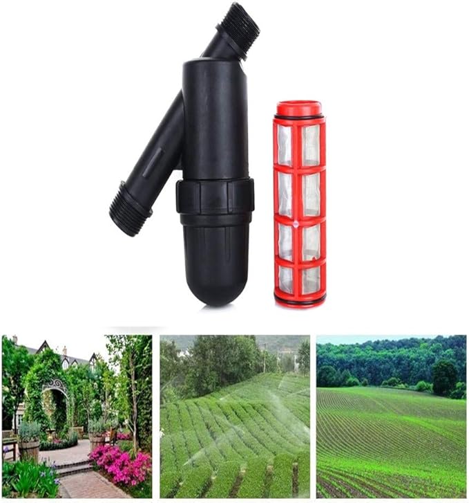 Estink Irrigation Filter, 3/4in Screen Irrigation Filter Y Water Filter Strainer Stainless Steel Screen Inline Filter Mesh Conditioning Strainer 120 PSI for Garden Greenhouse Agricultural