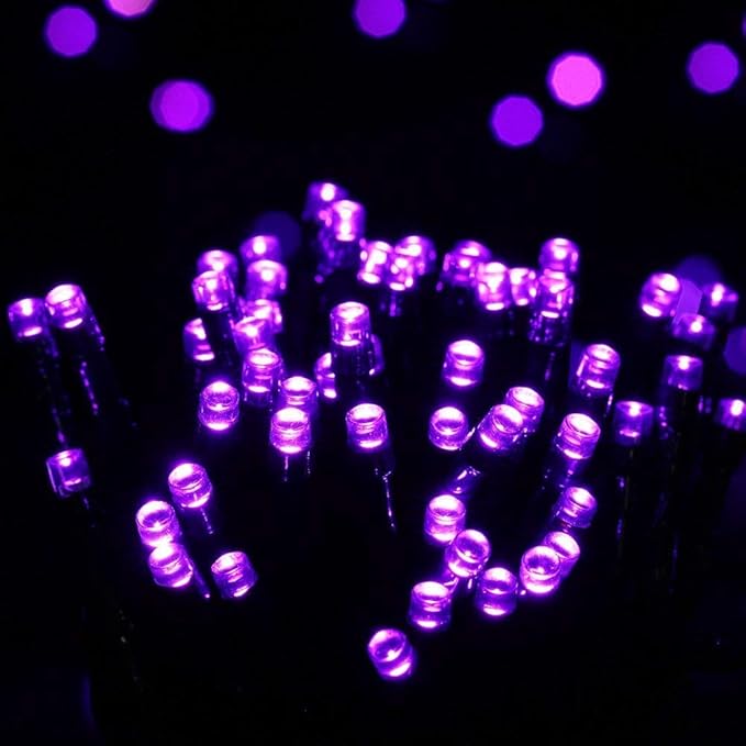 Toodour Solar Christmas Lights, 2 Packs Total 144ft 400 LED 8 Modes Solar String Lights, Waterproof Solar Outdoor Christmas Lights for Garden, Patio, Fence, Balcony, Christmas Tree Decor - Purple
