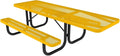 Coated Outdoor Furniture Heavy-Duty Portable ADA-Compliant Outdoor Picnic Table, Expanded Metal Patio Dining Furniture Made in America (8ft Rectangular, One-Side Handicap, Textured Yellow)