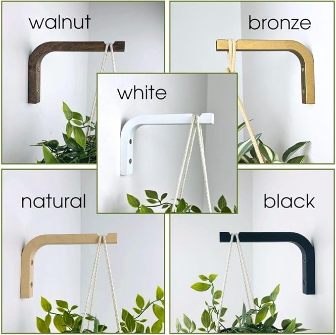 2-Piece Set of Plant Hooks for Wall 6 Inch - Mounted Wooden Plant Hook - Indoor and Outdoor Bracket Plant Hanger for Planters, Lanterns, Bird Feeders, Patio Decorations (Bronze)