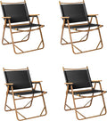 Outvita Portable Folding Camping Chair, 4pcs Ultralight Low Beach Chair, Durable Aluminum Frame Armchairs for Hiking Concert Fishing Picnic, Supports 229Lbs