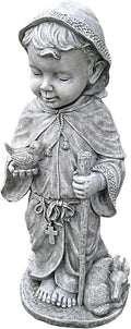 Design Toscano Baby Francis of Assisi Animal Patron Religious Garden Statue, Large Size, 23 inches tall, Cast Stone Resin, Gray Stone Finish