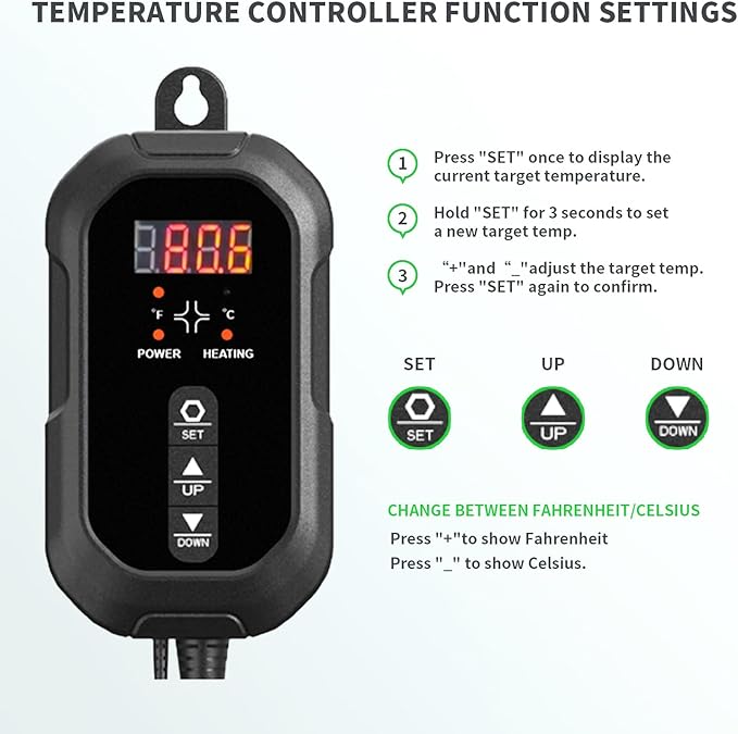 20"x 10" Seedling Heat Mat with Digital Thermostat Combo Set,ETL Certified and Durable Waterproof Warm Hydroponic Heat Mat for Germination,Indoor Gardening,Brewing and Greenhouses