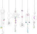 ilclviz Suncatcher Crystal Hanging Sun Catcher Prism with Chain Pendant Ornament Crystal Balls for Window 6 Pieces