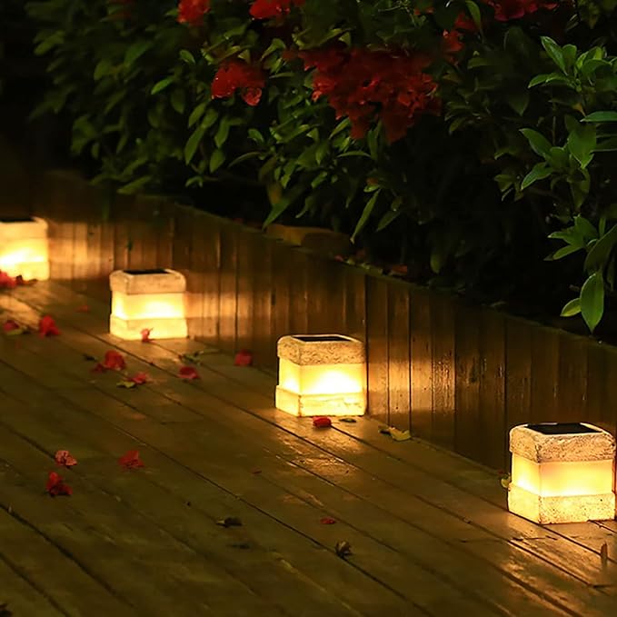 2 Pack Solar Rock Lights Outdoor - Solar Garden Decor Landscape Pathway Lights Waterproof with Warm LED Lights for Table Patio Yard Garden Walkway Decor(Brown)