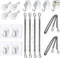 Stained Glass Window Hanging Chain Kit, Picture Hanging Chain with Suction Cup Hooks Sunshine Catcher Metal Nickel Plating Stained Glass Window Panels 10 Inch and 20 Inch (Black)