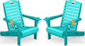 Adirondack Chairs Set of 2, Outdoor Fire Pit Chairs, HDPE All-Weather Adirondack Chairs with Cup Holder, Lawn Chair for Deck, Patio, Garden (Lakeblue)