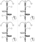 Ashman Deluxe Bird Feeding Station (4 Pack) Bird Feeders for Outside - Multi Feeder Pole Stand Kit with 4 Hangers, Bird Bath and 3 Prong Base for Attracting Wild Birds - 22 Inch Wide x 92 Inch Tall.