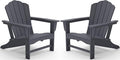 KINGYES HDPE Adirondack Chair Set of 2, Classic Oversize Adirondack Chair, Grey