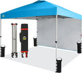 CROWN SHADES 10x10 Pop Up Canopy with 1 Side Wall - Beach Tent with One Push Setup - Outdoor Sun Shade for Events, Parties, Camping - Gazebo with STO-N-Go Cover Bag (Sky Blue)