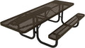 Coated Outdoor Furniture Heavy-Duty Portable ADA-Compliant Outdoor Picnic Table, Punched Steel Patio Dining Furniture Made in America (8ft Rectangular, One-Side Handicap, Textured Brown)