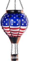 Hot Air Balloon Solar Lantern Outdoor - Flame Hanging Solar Light Waterproof Lanterns for Patio Garden Yard Farmhouse Decor, Great Gift(Flag)